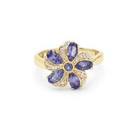 Vintage Tanzanite Flower Ring Dainty 925 Sterling Silver Minimalist Floral Statement Summer Jewelry Handmade SZ- U 1/2, 63 (20.10)