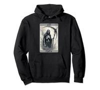 Vintage Tarot Card Death Reaper Occult Satan Unholy Horror Pullover Hoodie