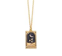 Vintage Tarot Card Pendant Necklace Rectangular Pendant Necklace Brass Texture for a Touch of Mystery and Wisdoms