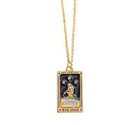 Vintage Tarot Card Pendant Necklace Rectangular Pendant Necklace Brass Texture for a Touch of Mystery and Wisdoms