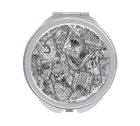 Vintage Tarot Cards Old Retro Style Folding Make Up Mirror, Compact 2X/1X Magnification Mirror, Women Portable Travel Makeup Mirror 2.4 x 2.4 inch