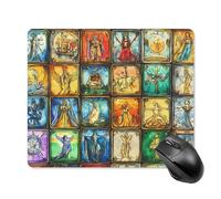Vintage Tarot Cards Printed Mouse Pad with Stitched Edges Non Slip Waterproof Mousepad Desk Mat for Office Gaming