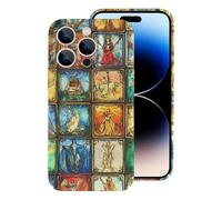 Vintage Tarot Cards Printed Phone Case Slim Hard Cellphone Protective Cover Unisex Compatible with iPhone 14/14 Plus/14 Pro/14 Pro Max