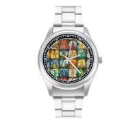Vintage Tarot Cards Trendy Wrist Watches for Men Classic Quartz Stainless Steel Strap Watch