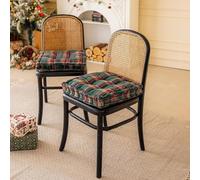 Vintage Tartan Seat Cushions 40x40x5 cm Soft Red Green Checkered Dining Chair Pillows Thick Support Cushions for Kitchen & Dining Room Comfortable Lounge Chair Cushions (Green 2-Pack)