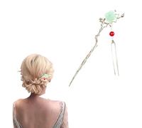Vintage Tassel Hairpin,Hair Chopsticks,Bun Fixing Hairpins,Green Jade Flower Tassel Hair Sticks Hairpin Accessories for Women Girls