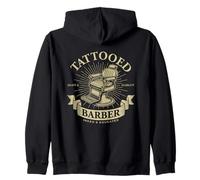 Vintage Tattooed Barber Inked and Educated Old School Style Zip Hoodie