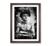 Vintage Tattooed Woman Lady Modern Cb Framed Print | A3 Walnut Framed Wall Art | Ready to Hang | Classic Nature Picture | Living Room Bedroom Lounge Office