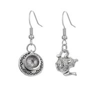 Vintage Tea Cup and Kettle Dangle Earrings Cute Teapot Teacup Post Earrings Jewelry for Women