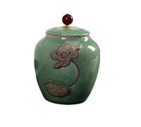 Vintage Tea Jar,Chinese Style Storage Jars,Ceramic Coffee Canisters,Food Storage Container,Sealed Pot with Lid for Kitchen(Green)