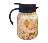 Vintage Tea Kettle 1000 ml | Insulated Jug Floral Pattern 316 Stainless Steel Superior Quality Double Wall Vacuum Insulation Maintenance Temperature Coffee Filter Built-in Separation Water Tea