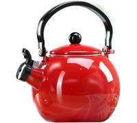 Vintage Tea Kettle, Elegant Enamel Tea Kettle - 2.1QT with Anti-Hot Folding Handle for All Stovetops(Red)