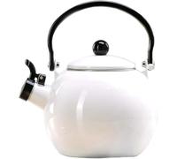 Vintage Tea Kettle, Elegant Enamel Tea Kettle - 2.1QT with Anti-Hot Folding Handle for All Stovetops(White)