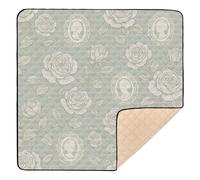 Vintage Tea-Party Garden Large Non-Slip Baby Activity Play Mat for Floor Cozy Breathable Padded Play Mat for Babies Infants Toddlers, 50'' x 50''