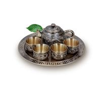 Vintage Tea Pot Luxurious Dragon Totem Tea Set Moroccan Tea Set with Cups Plate Exquisite Metal Tea Kettle Mug Set for Tea Lovers Home Table Decor