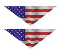 Vintage Tea Stained American Flag Dog Grooming Bandanas Bulk Adjustable Unisex Puppy Cat Pet Scarf Cute Pet Holiday Accessories Decor for Dogs Cats 2 Pack