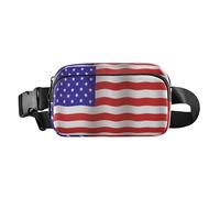 Vintage Tea Stained American Flag Trendy Waist Bag Fanny Pack for Women Men Small Belt Bag with Adjustable Strap for Travel Vacation Running, Vintage Tea Stained american flag, One Size