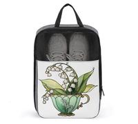 Vintage Teacup in Soft Sage Green Shoe Bag for Travel Daily Use Anti-dust Storage Carrier Golf Shoe Pouch