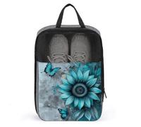 Vintage Teal Sunflower with Butterflies Shoe Bag for Travel Daily Use Anti-dust Storage Carrier Golf Shoe Pouch