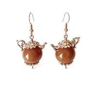 Vintage Teapot Dangle Earrings for Women Unique Whimsical Tea Party Statement Drop Earring Dangling Hook Lightweight Holiday Funny Novelty Jewelry for Tea Lovers Novel Fans, S, Metal, No Gemstone