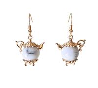 Vintage Teapot Dangle Earrings for Women Unique Whimsical Tea Party Statement Drop Earring Dangling Hook Lightweight Holiday Funny Novelty Jewelry for Tea Lovers Novel Fans, S, Metal, No Gemstone