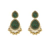 Vintage Teardrop CZ Beaded Tassel Statement Dangle Drop Earrings for Women Boho Crstyal Waterdrop Chandelier Dangling Earring Indian Trendy Jewelry, L, Brass, No Gemstone