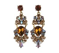 Vintage Teardrop Dangle Earrings Victorian Style Champagne Amber Rhinestone Statement Earrings Crystal Drop earrings for Women Jewelry Gifts