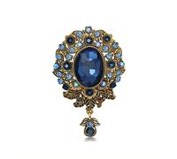 Vintage Teardrop Diamond Brooch Pin for Women Girls Men Crystal Elegant Flower Badge Brooches Laple Pins Scarf Clip Boutonniere Corsage for Clothes Dress Hats Bags Accessory (Blue)