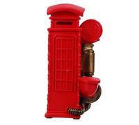 Vintage Telephone Booth Resin Decorative Model Red Retro Ornament