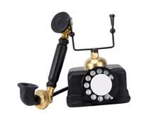 Vintage Telephone Resin Ornament for Bar and Office Desktop Decor | Nostalgic Craft Piece, Creative Antique Style, Home Cafe Store Accent, Black and Gold Rotary Design Random Color Random Style