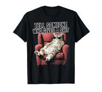 Vintage Tell Someone Who Gives A Shit Funny Cat Meme T-Shirt