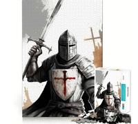 Vintage Templar Knight 1000 Pieces Puzzles for Teenagers Mind Boost Fun High Accuracy Cutting Craft Calming Mental Break Activity (38x26cm)