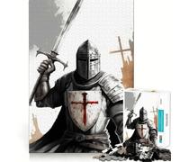 Vintage Templar Knight Jigsaw for Teenagers 1000 Pieces Mind Boost Fun Clean Cut Sturdy Components Heartwarming Gathering Activity (38x52cm)