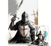 Vintage Templar Knight Puzzle for Adults 1000 Pieces Memory Play Game Firm Fit Secure Assembly Meaningful Connection Building Game (50x75cm)