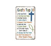 Vintage Ten Commandments Metal Sign Rustic Religious Decor For Home School Classroom Library Office Christian Education Gift For Kid Teen 8 X 12 inch