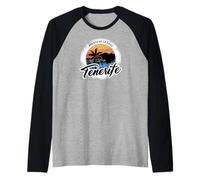Vintage Tenerife Puerto de la Cruz with Coordinates Raglan Baseball Tee