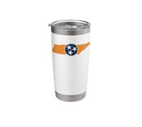 Vintage Tennessee State Outline Tri Star Emblem Distressed Stainless Steel Insulated Tumbler