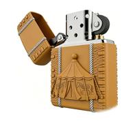 Vintage Tent Flip Top Kerosene Lighter Reusable Windproof Wheel Grinding Compact Trench Lighter for Outdoor Camping (B)