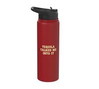 Vintage Tequila Talked Me Into It Retro Funny Drinking Stainless Steel Insulated Water Bottle