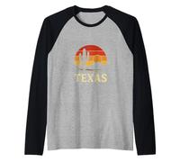 Vintage Texas Desert Cactus Scene Raglan Baseball Tee
