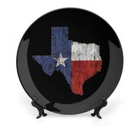Vintage Texas Flag Bone China Decorative Plates for Display Ceramic Ornament for Wall Decor Festival Wedding Gift