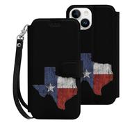 Vintage Texas Flag Cell Phone Flip Leather Case Classic Protection Compatible with iPhone 15/15 Plus/15 Pro/15 Pro Max