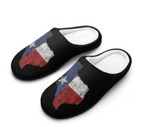 Vintage Texas Flag Cotton Slipper Cozy Plush Slippers Indoor House Closed Toe Shoes Anti-Skid Comfortable 9-10(40-41)