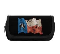 Vintage Texas Flag Cute Double Pencil Case Large Capacity Portable Pen Pouch with Zippered