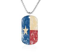 Vintage Texas Flag Novelty Memorial Necklace Printed Metal Hip Hop Chain Pendant Jewelry Keepsake Gifts for Men Women