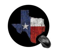 Vintage Texas Flag Round Mouse Pad with Non-Slip Rubber Waterproof Mousepads for Laptop Games Homework And Office