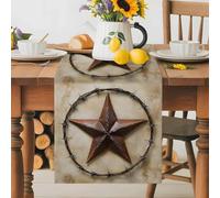 Vintage Texas Lone Star Hoop Table Runner 70 Inches Long,Table Runners Kitchen Dining Tables Decoration for Home Party Decor, 4th of July Pentagram Tables Runner Wedding Dresser Scarf