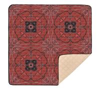 Vintage Texture in Red Ethnic Style Soft Thick Baby Activity Play Mat for Indoor Outdoor Lightweight Kicking Mat for Baby Kids Toddlers Infants, 50'' x 50''