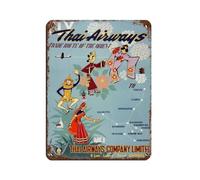 Vintage Thailand Travel Retro Poster Metal Tin Sign Chic Art Retro Iron Painting Bar People Cave Cafe Family Garage Poster Wall Decoration 12x16inch(30x40cm)