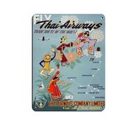 Vintage Thailand Travel Retro Poster Metal Tin Sign Chic Art Retro Iron Painting Bar People Cave Cafe Family Garage Poster Wall Decoration 12x16inch(30x40cm)